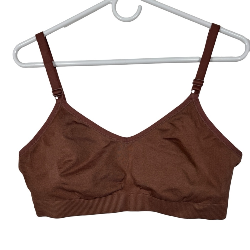 Knix Wireless Seamless Comfort Mocha Brown Bra, Size L